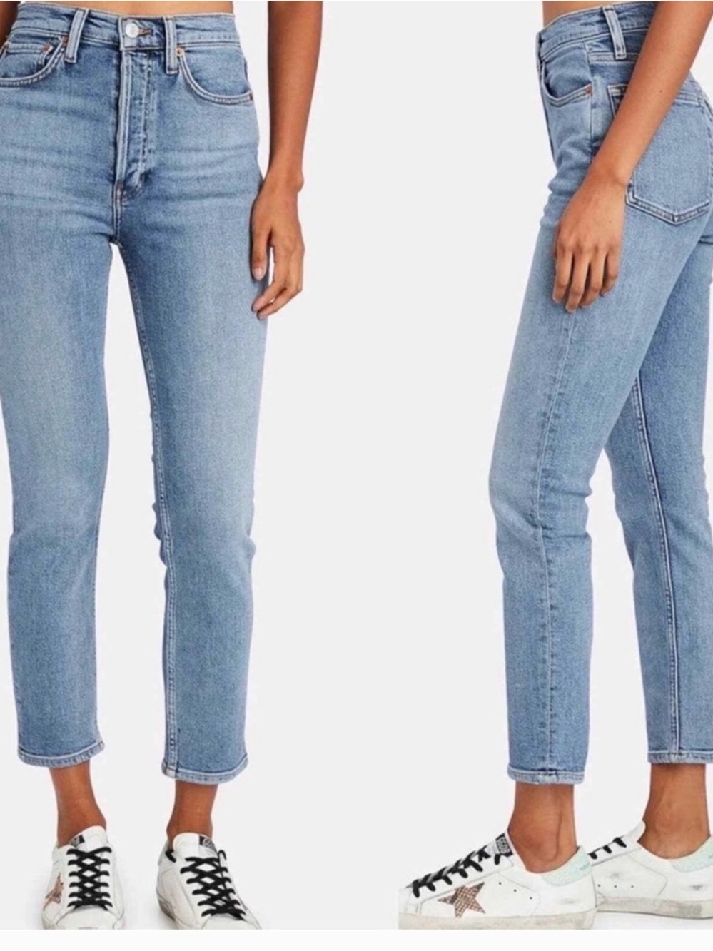 Re/Done Vintage-Inspired Light Blue High-Rise Ankle Crop Jeans size 29